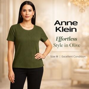 🤗Anne Klein Green Short-Sleeved Top/Free Gift